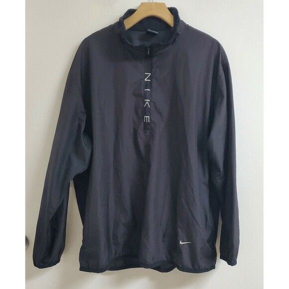 Vintage Jackets & Blazers - Nike 90s Vintage Windbreaker Mens Large Black 1/4 zip